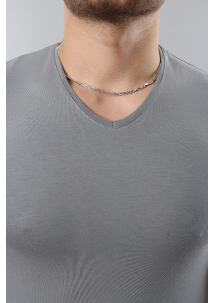 Erkek %100 Pamuk Slim Fit Dar Kesim V Yaka Basic Tişört fiyatları