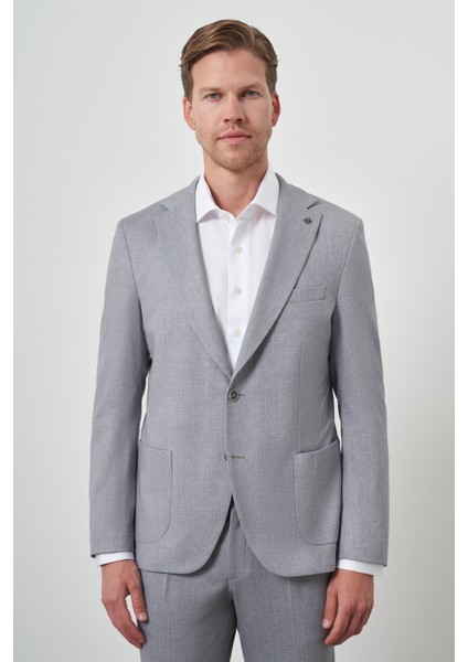 Erkek Gri Trend Slim Fit Mono Yaka Takım Elbise