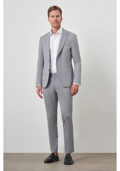 Erkek Gri Trend Slim Fit Mono Yaka Takım Elbise
