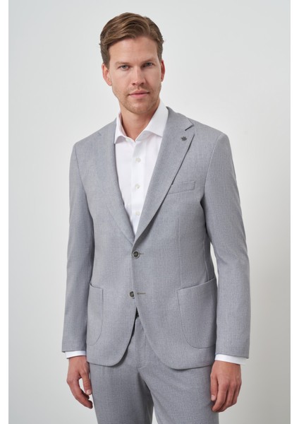 Erkek Gri Trend Slim Fit Mono Yaka Takım Elbise