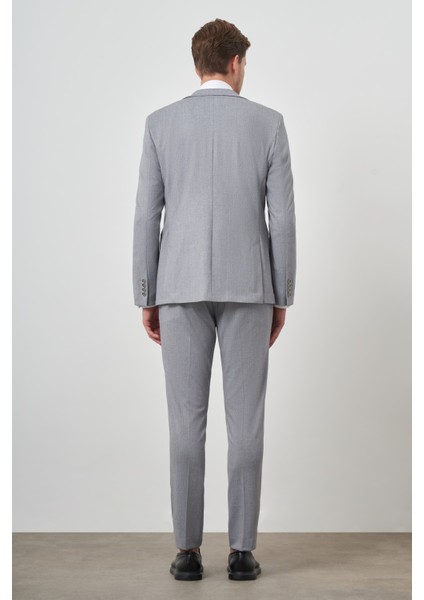 Erkek Gri Trend Slim Fit Mono Yaka Takım Elbise