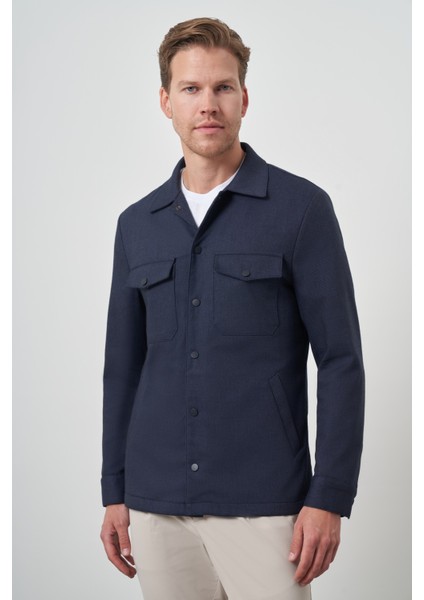 Erkek Lacivert Worker Gömlek Ceket