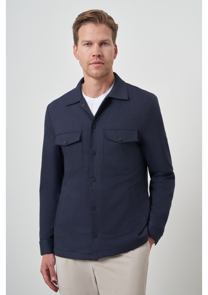 Erkek Lacivert Worker Gömlek Ceket modelleri