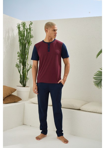 Battal Midi Yaka Pijama Takımı 2205