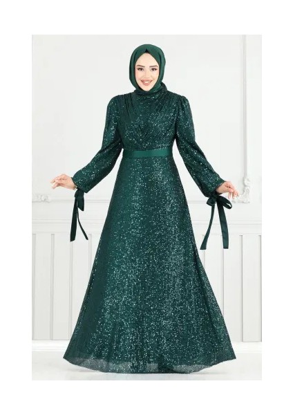 Göğsü Drapeli Tesettür Abiye fiyatları