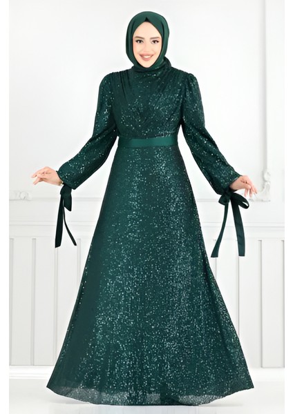 Göğsü Drapeli Tesettür Abiye modelleri