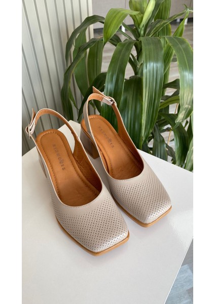 Vincent Buz Deri Kadın Küt Burun Rahat 6 cm Topuklu Ayakkabı