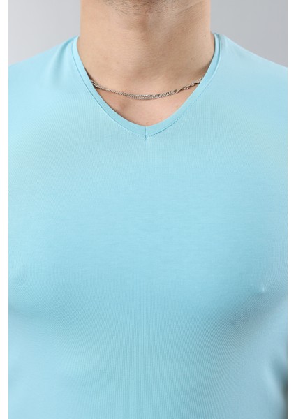 Erkek %100 Pamuk Slim Fit Dar Kesim V Yaka Basic Tişört fiyatları