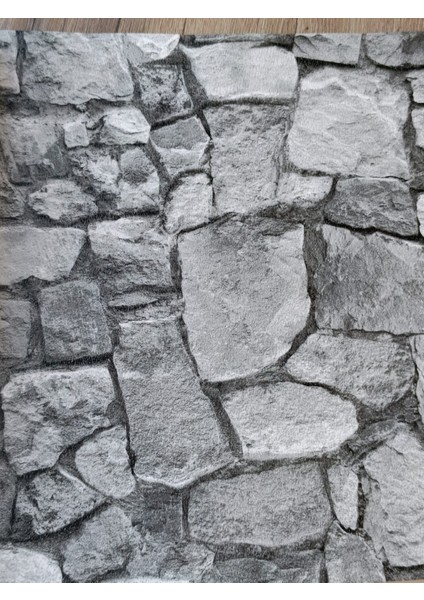 Gri Kayrak Taş Desenli Hava Alabilen Silinebilir Duvar Kağıdı 5 M²
