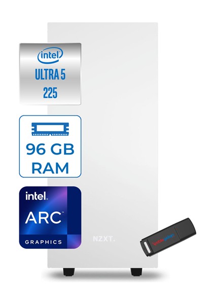 Minix H210 Intel Core Ultra 5 225 96GB (6400MHZ) Ddr5 4tb 6000/7100MB/S SSD Intel Arc Grafik Freedos 500W Kompakt Is Bilgisayari ZETMINIH21020