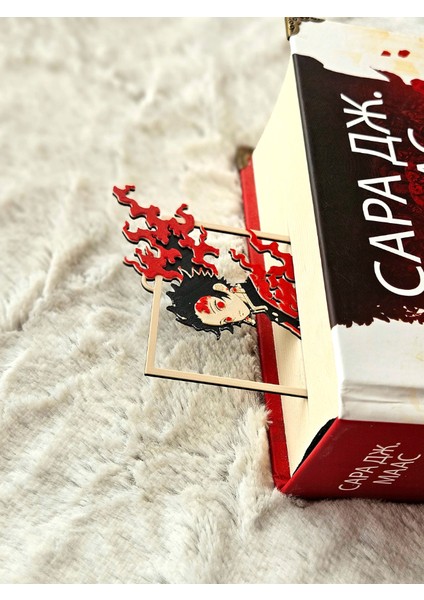 1 Adet Tanjiro Kitap Ayracı | Alevli Şeffaf Çerçeve Anime Ayraç modelleri