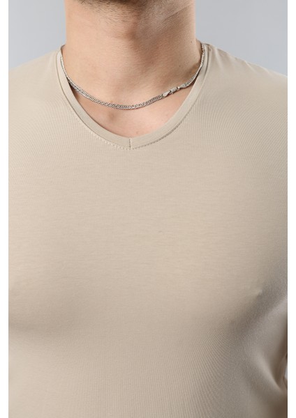 Erkek %100 Pamuk Slim Fit Dar Kesim V Yaka Basic Tişört 5.0 2 Değerlendirme fiyatları
