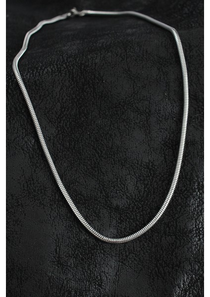 Oval Italyan Zincir Model Gümüş Renk Erkek Kolye - EBJ250705W36406