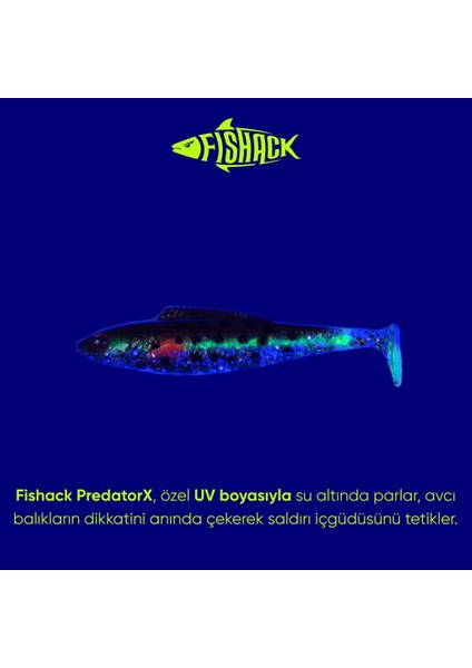 Silikon Sahte Balık - 4,5g 85MM - Fishack Predatorx - Uv Boyalı - Fleck modelleri
