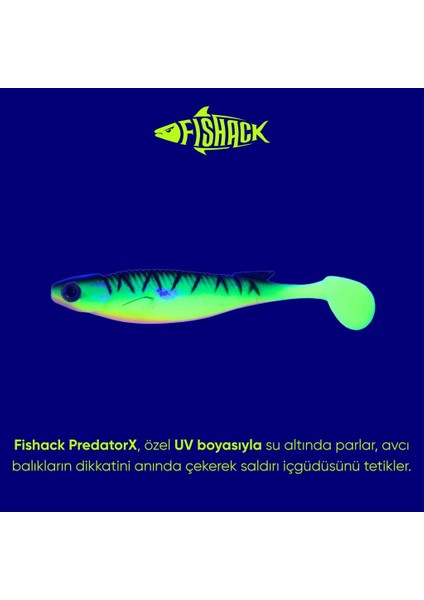 Silikon Sahte Balık - 10G 100MM - Fishack Predatorx - Uv Boyalı - Drill modelleri