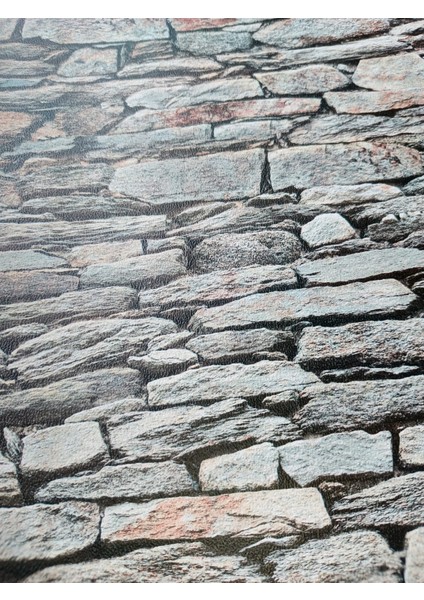 3 Boyutlu Taş Desenli Gri 3D Hava Alabilen Silinebilir Duvar Kağıdı 5 M²