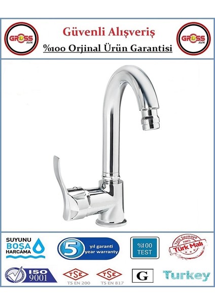 Uzay Galaksi Oynar Başlı Lavabo Bataryası - 40'lık Kartuş - 5 Yıl Garanti - Orjinal Ürün