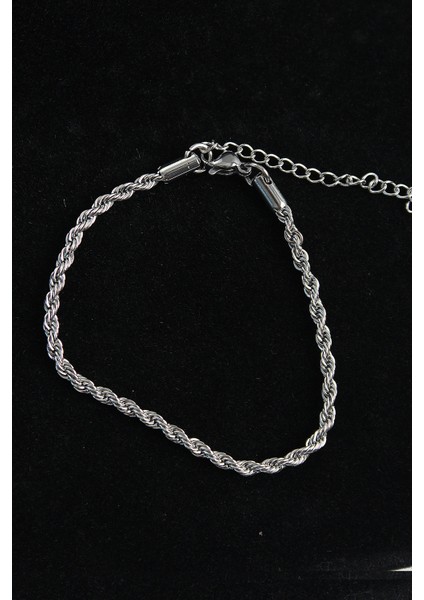 Halat Model Gümüş Renk Erkek Bileklik - EBJ250705W36420