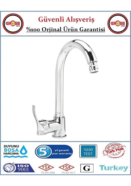 Uzay Galaksi Oynar Başlı Mutfak Evye Bataryası - 40'lık Kartuş - 5 Yıl Garanti - Orjinal Ürün