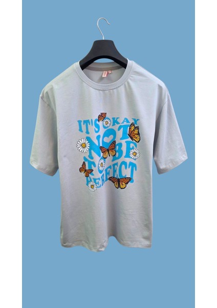 Gri Unisex Oversize Bisiklet Yaka Baskılı No2 Basic Tişört fiyatları