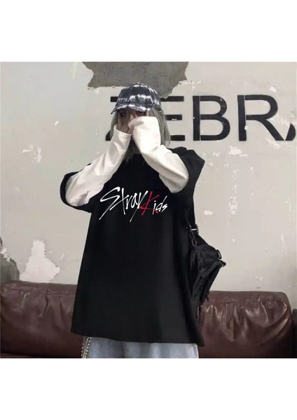 Stray Kids Oversize Fake Kollu Beyaz T-Shirt fiyatları