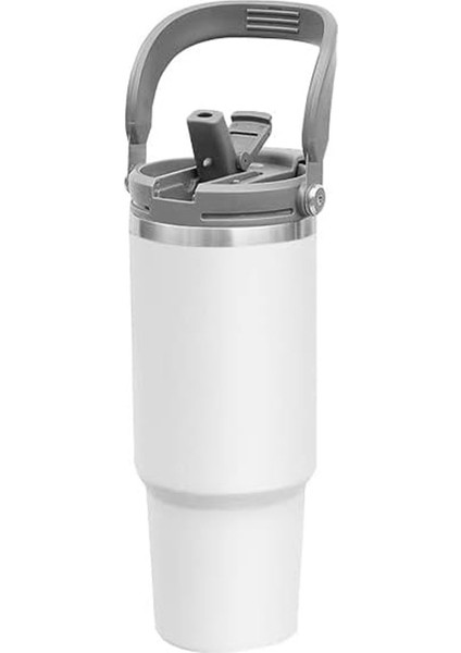 800 Ml Paslanmaz Çelik Pipetli Ve Kilit Kapaklı Kulplu Termos 6 Saat Sıcak/Soğuk - Fc1084