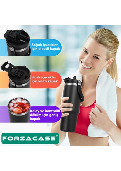 800 Ml Paslanmaz Çelik Pipetli Ve Kilit Kapaklı Kulplu Termos 6 Saat Sıcak/Soğuk - Fc1084 fırsatları