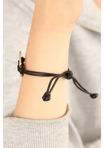 Cool (Havalı) Siyah Deri Ipli Unisex Mood Bileklik - EBJ250705W36386