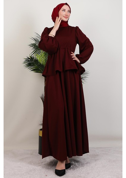 Sümeyra Tesettür Elbise Bordo