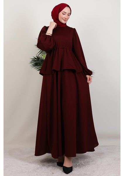 Sümeyra Tesettür Elbise Bordo fiyatları