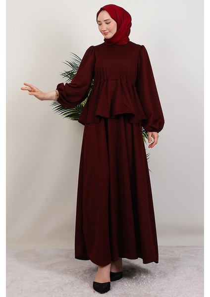 Sümeyra Tesettür Elbise Bordo fırsatları