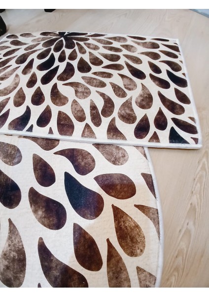 Leopar, Kahve Kaymaz, 3'lü Yuvarlak Banyo Halısı(100X100-60X60-40X60 CM) fırsatları