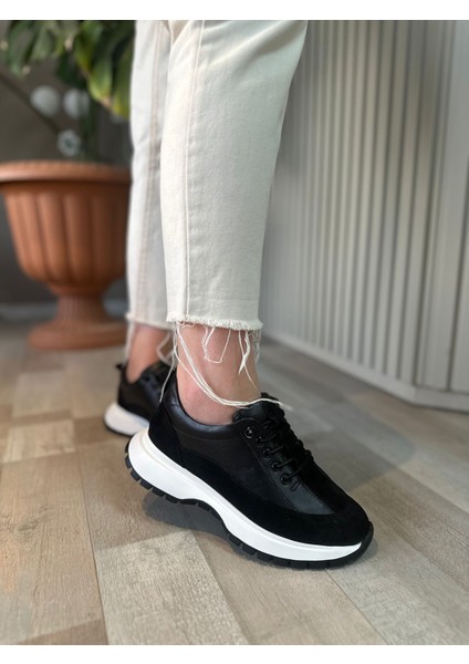 SOHO Siyah Hakiki Deri Lastik Bağcıklı Kadın Spor Ayakkabı fiyatları