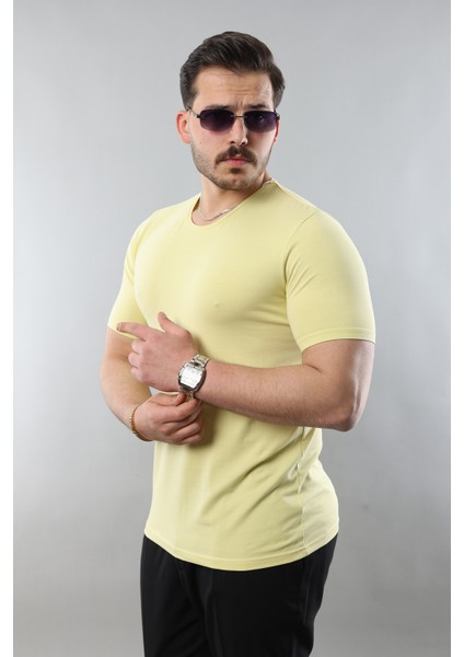 Erkek %100 Pamuk Slim Fit Dar Kesim Bisiklet Yaka Basic Tişört modelleri