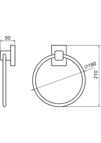 Pirinç Halka Havluluk – Kare Rozetli, Paslanmaz Banyo Havlu Askısı, Duvara Monte, Krom Renk fiyatları