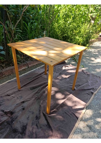 Kamp ve Piknik Masası | 70X70X70 cm | Çantalı – Katlanabilir – Suya Dayanıklı – Meşe Renk