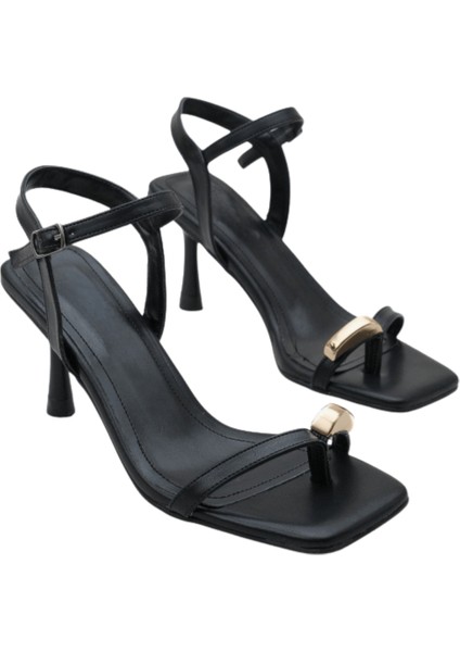 Kadın Gold Detaylı Topuklu Günlük Şık Topuklu Ayakkabı