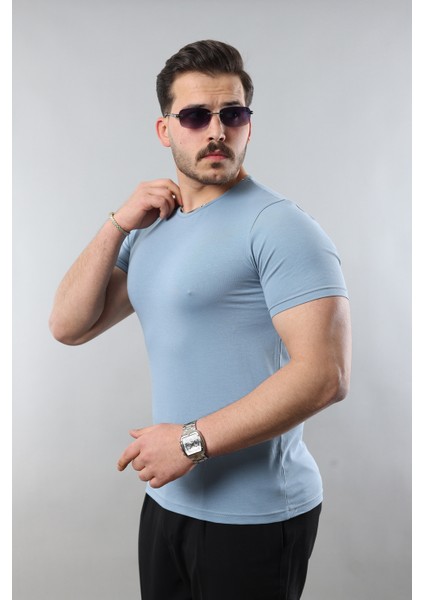 Erkek %100 Pamuk Slim Fit Dar Kesim Bisiklet Yaka Basic Tişört modelleri