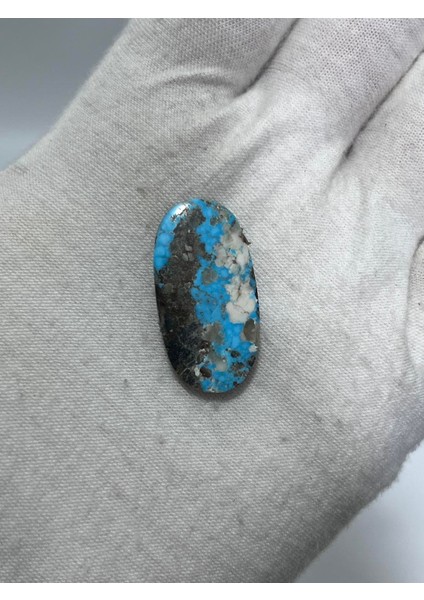 Okyanus Temalı Doğal Kabaşon Firuze Taşı 24,5 Karat - Turkuaz Taşı 4,93 Gram