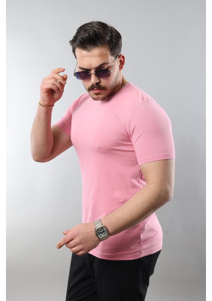 Erkek %100 Pamuk Slim Fit Dar Kesim Bisiklet Yaka Basic Tişört fiyatları