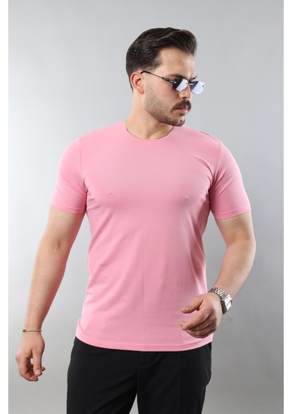 Erkek %100 Pamuk Slim Fit Dar Kesim Bisiklet Yaka Basic Tişört modelleri