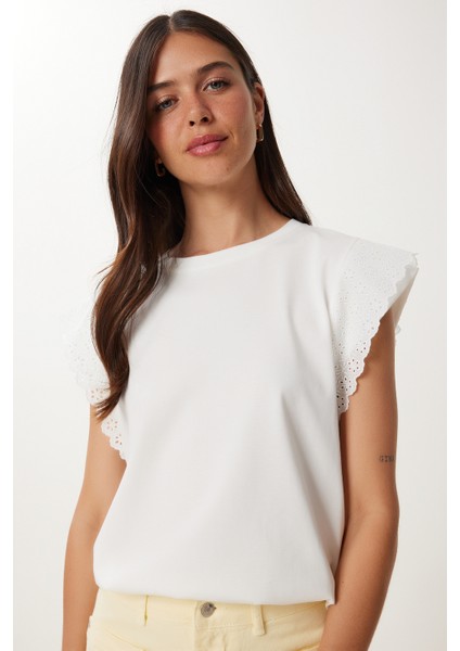 Fistolu Esnek Viskon Örme T-Shirt