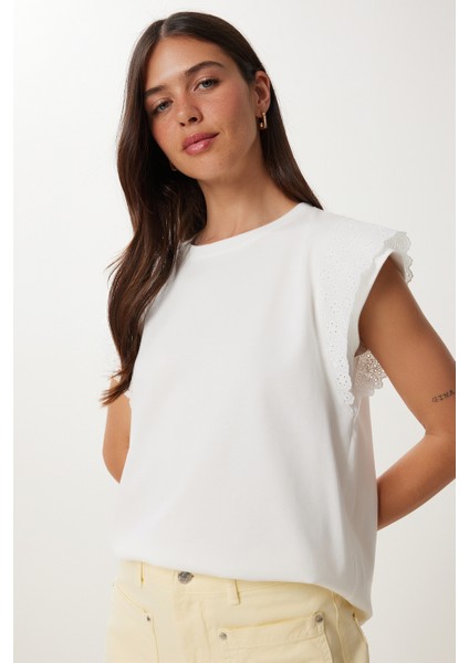 Fistolu Esnek Viskon Örme T-Shirt