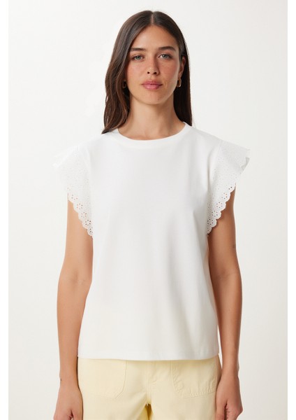 Fistolu Esnek Viskon Örme T-Shirt