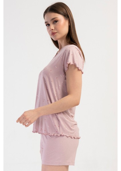 Kadın Vıscon Büyük Beden Kısa Kol Şortlu Pijama Takım , 409309 modelleri