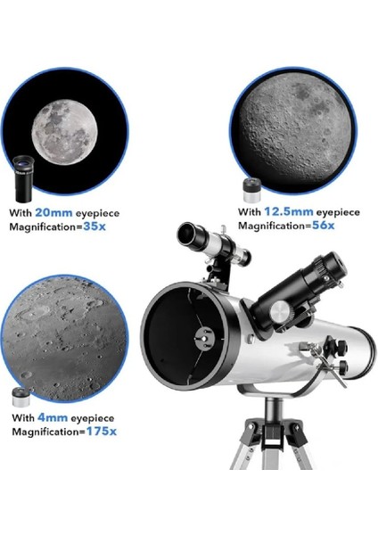 Profesyonel Teleskop 76MM Diyafram 700MM Odak 35X-875X Zoom Ay & Güneş Filtresi+Telefon Tutucu+Tripod modelleri