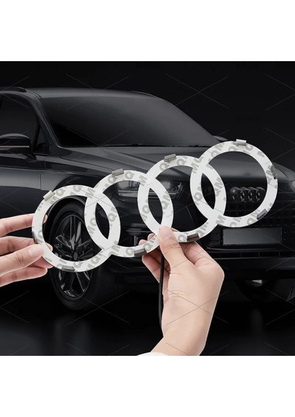 _audı Ön Logo LED Işığı A1-A3-A4-A6-Q2 (275MMX95MM) Gümüş Renk Beyaz Işık