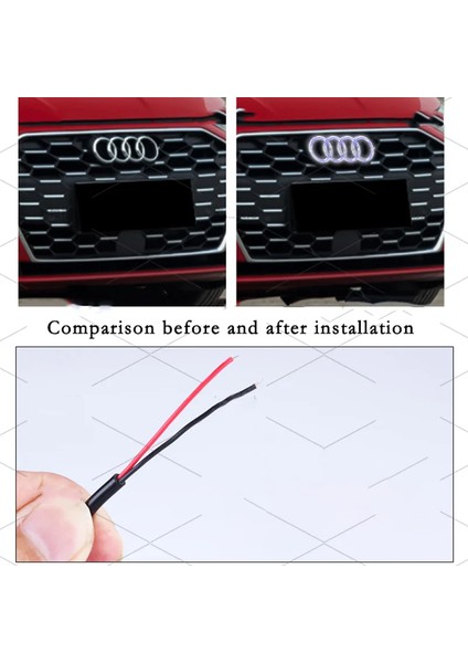 _audı Ön Logo LED Işığı A1-A3-A4-A6-Q2 (275MMX95MM) Gümüş Renk Beyaz Işık
