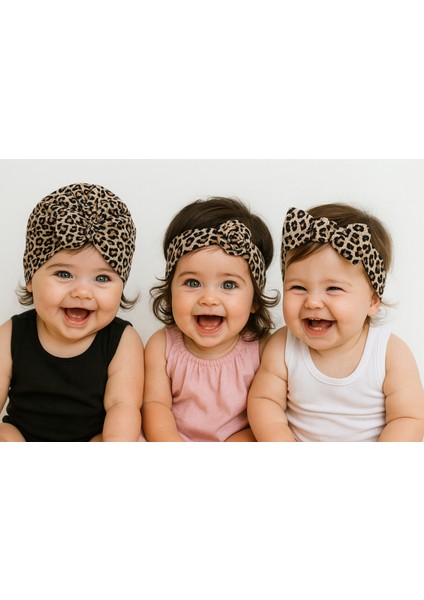 Kız Bebek /çocuksaç Bonesi Vesaç Bantları Seti 3lü Set
