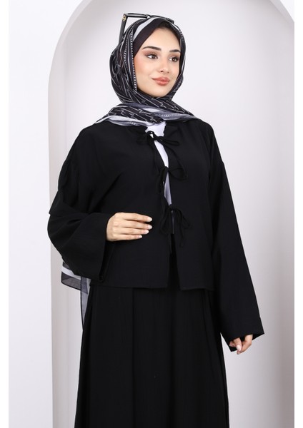 Siyah Önü Bağlamalı Kimono Etekli Takım modelleri